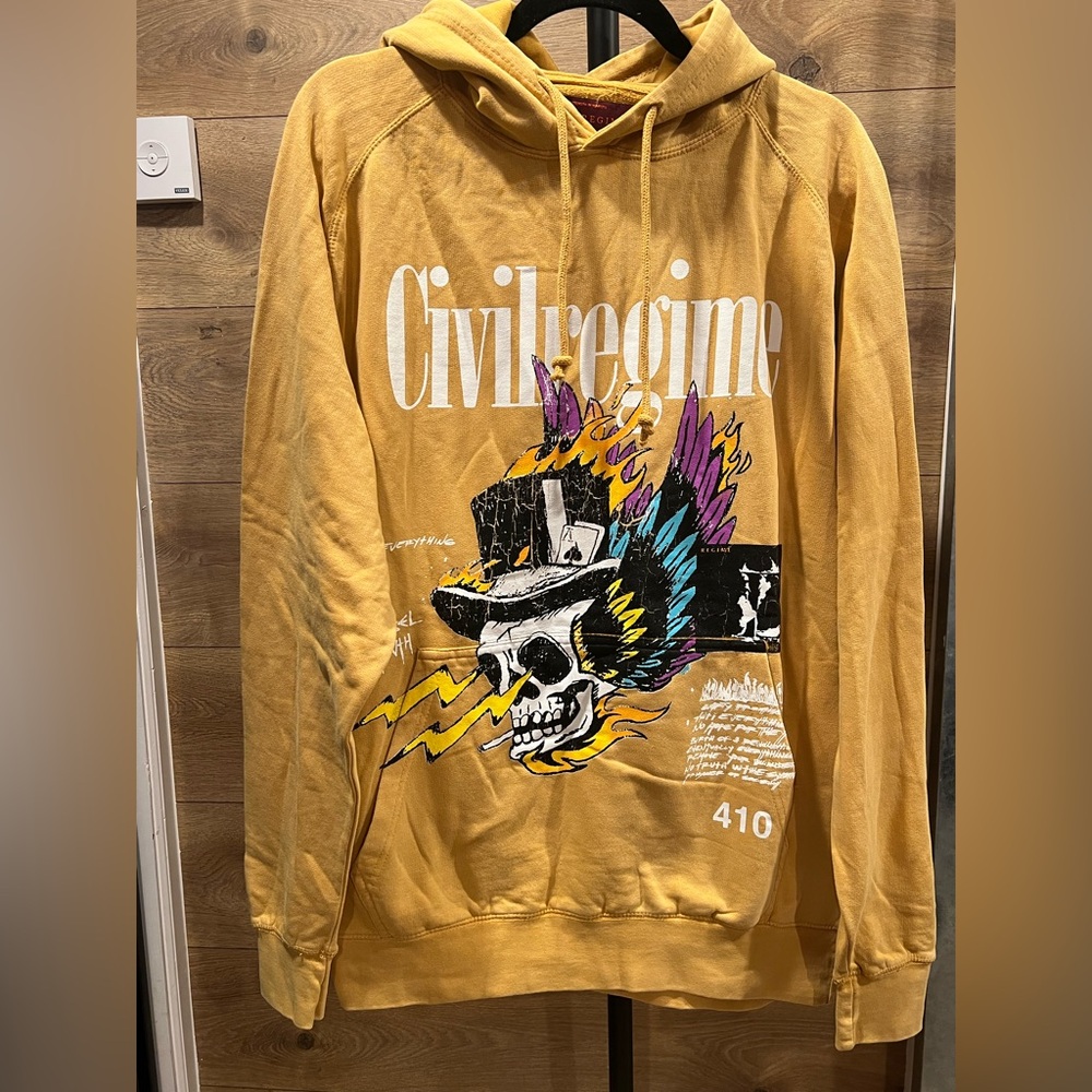 Civil Regime Graphic Hoodie – Yellow (Limited 001–500)
Size: L